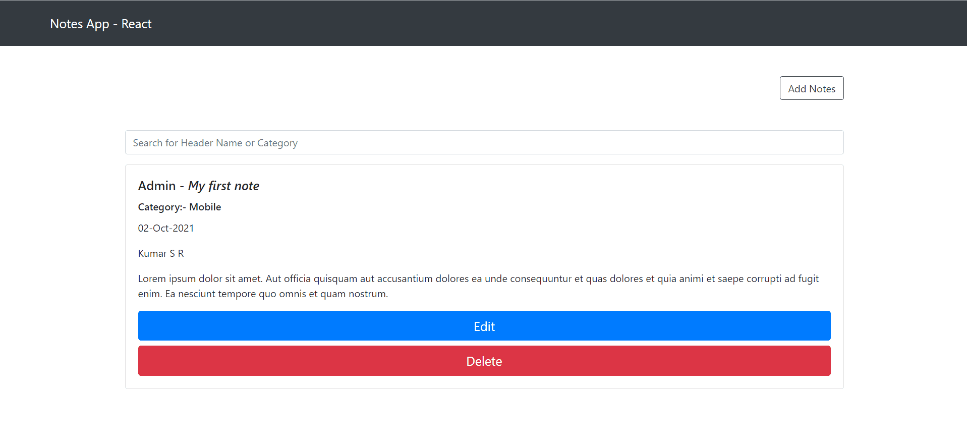 Notes Management App – A Simple CRUD Application